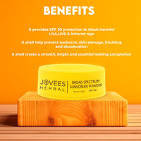 Jovees Herbal Broad Spectrum Sunscreen Powder With SPF 30 | Prevents Sunburns, Skin Damage & Uneven Skin Tone | Natural Mineral Based Ingredients 50 G (Pack of 2)