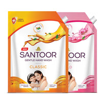 Santoor Classic Gentle Hand Wash 1300+650ml with Natural Goodness of Sandalwood & Tulsi| Rich Lathering Formula With Anti-Bacterial Properties| Soft on Hands| Soothes & Hydrates Skin