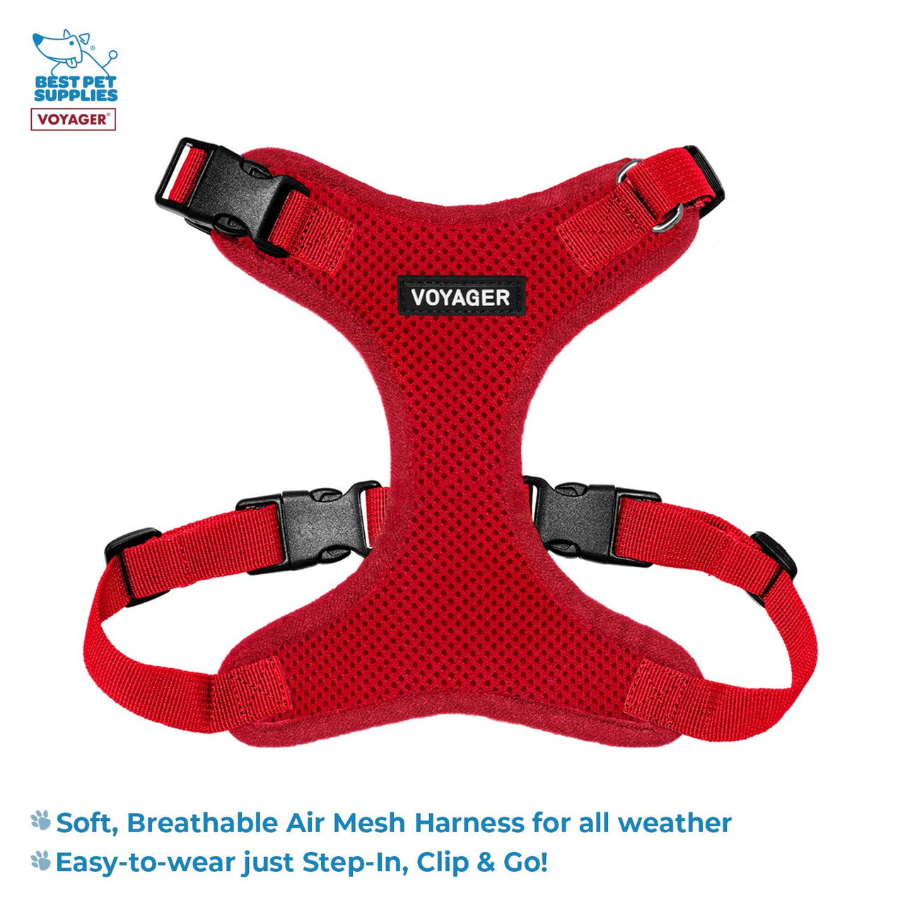 Voyager Step-in Lock Dog Harness w Reflective Dog Leash Combo Set with Neoprene Handle 5ft - Supports Small, Medium and Large Breed Puppies/Cats by Best Pet Supplies - Red, XL Harness Leash Set (Red) XL (Chest: 23 - 28")