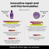 2.Oh! Italian Reconstruction Shampoo and Hair Mask Combo for Dry and Frizzy Hair | Damage Repair Shampoo and Conditioner Hair Mask for Women and Men | Hair Smoothening Cream for Damaged Hair