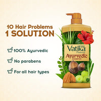 Dabur Vatika Ayurvedic Shampoo - 1L | Damage Therapy | With Power of 10 ingredients for solving 10 hair problems| No Parabens | For all hair types
