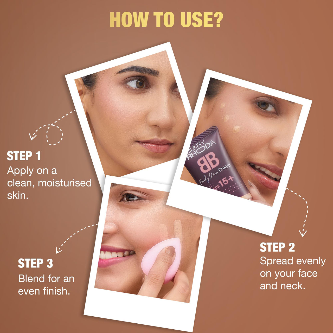 Hilary Rhoda BB Cream with SPF 15 | Infused with Wheat Germ Oil & Jojoba Seed Oil | Weightless Formula | Hides Blemishes, Dark Spots & Pigmentation - 40ml (Shell White - Shade 1)