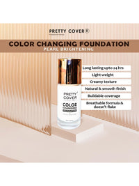 PRETTY COVER Colour Changing Foundation – Adaptive Formula for Perfect Skin Tone Match & Natural Finish