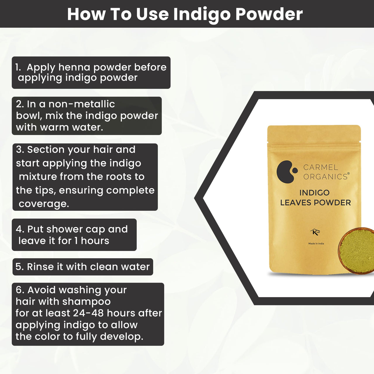 CARMEL ORGANICS Hair Color Henna & Indigo Leaves Powder Combo (100gm Each) | No Added Preservative and Additives | Non-GMO | Made By Pure And Natural Dried Leaves