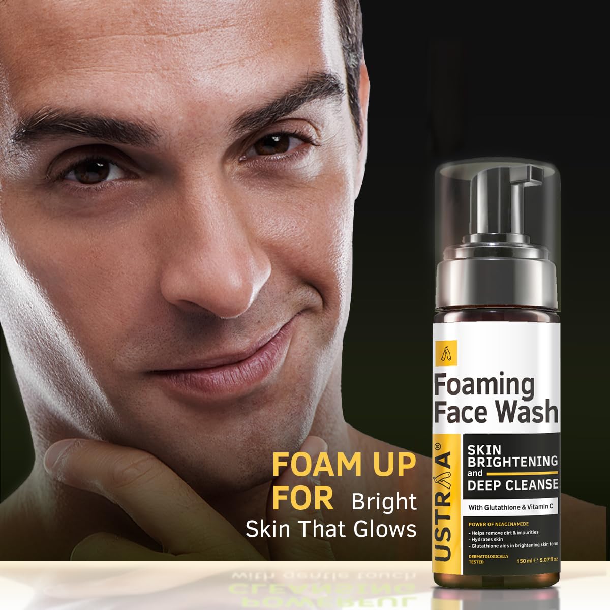Ustraa Bright Night Kit - Foaming Face Wash - For Skin Brightening - 150 ml | Helps Prevent Blackheads | NO SLS & Night Cream - De-tan & Anti-aging - 50g - Effective Tan Removal | with Niacinamide