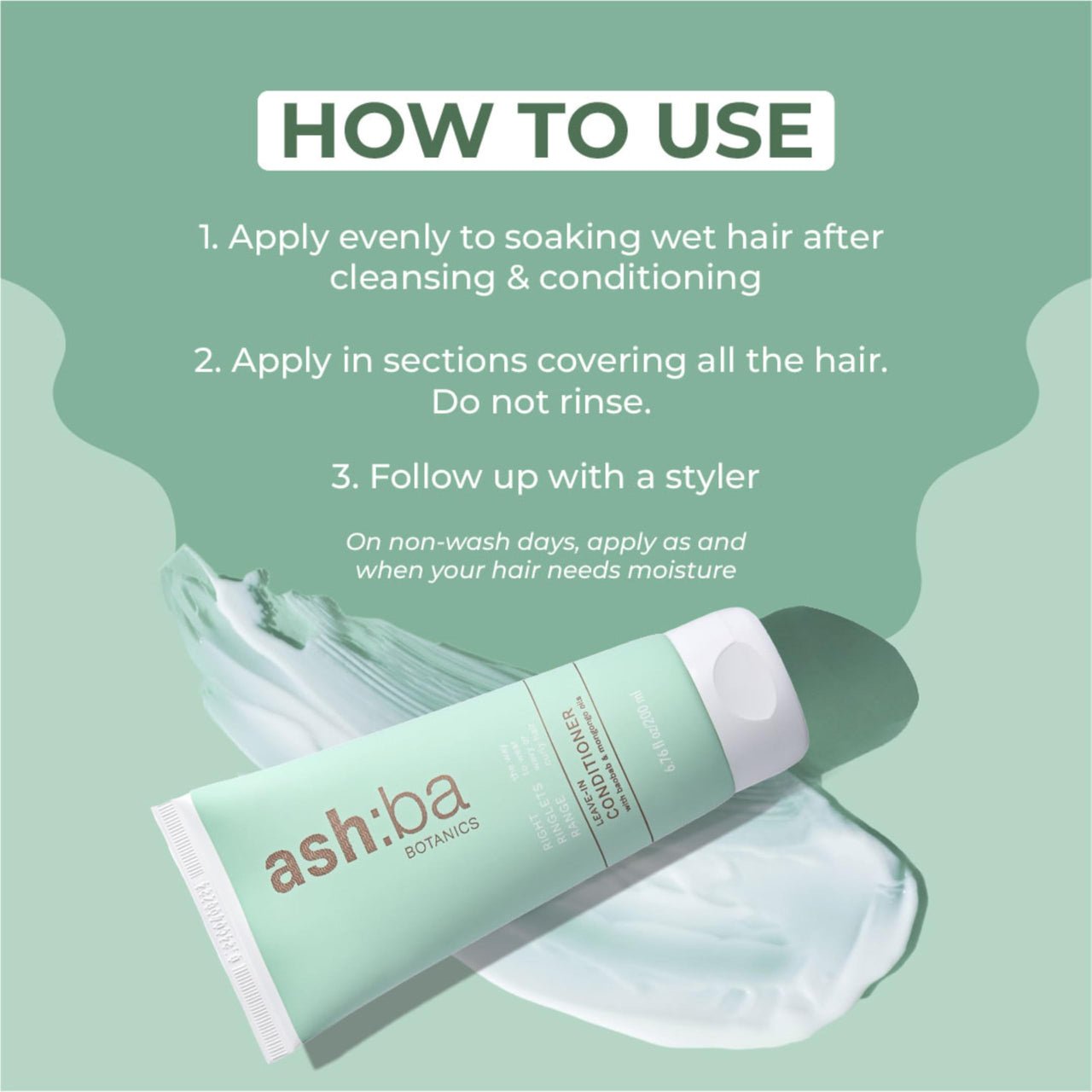 Ashba Botanics Leave-in Conditioner for Frizzy, Wavy & Curly Hair | Hair Cream For Men & Women | Moisturizes, Protects, Nourishes & Adds Shine to Dry & Damaged Hair | Silicone Free(200ml)