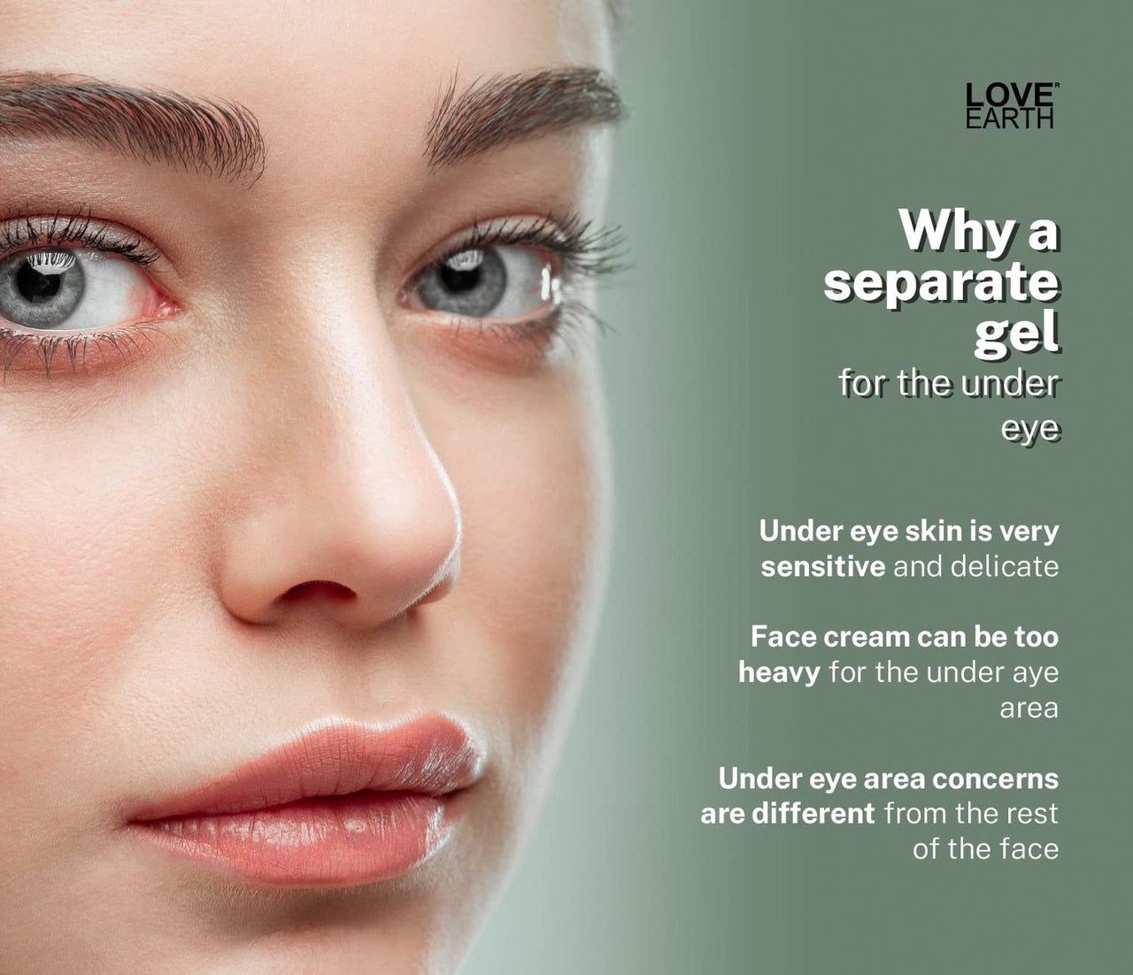 Love Earth Organic Under Eye Gel with Aloe Vera & Cucumber Extracts Reduces Dark Circles, Puffiness and Fine Lines 50gm
