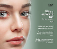 Love Earth Organic Under Eye Gel with Aloe Vera & Cucumber Extracts Reduces Dark Circles, Puffiness and Fine Lines 50gm