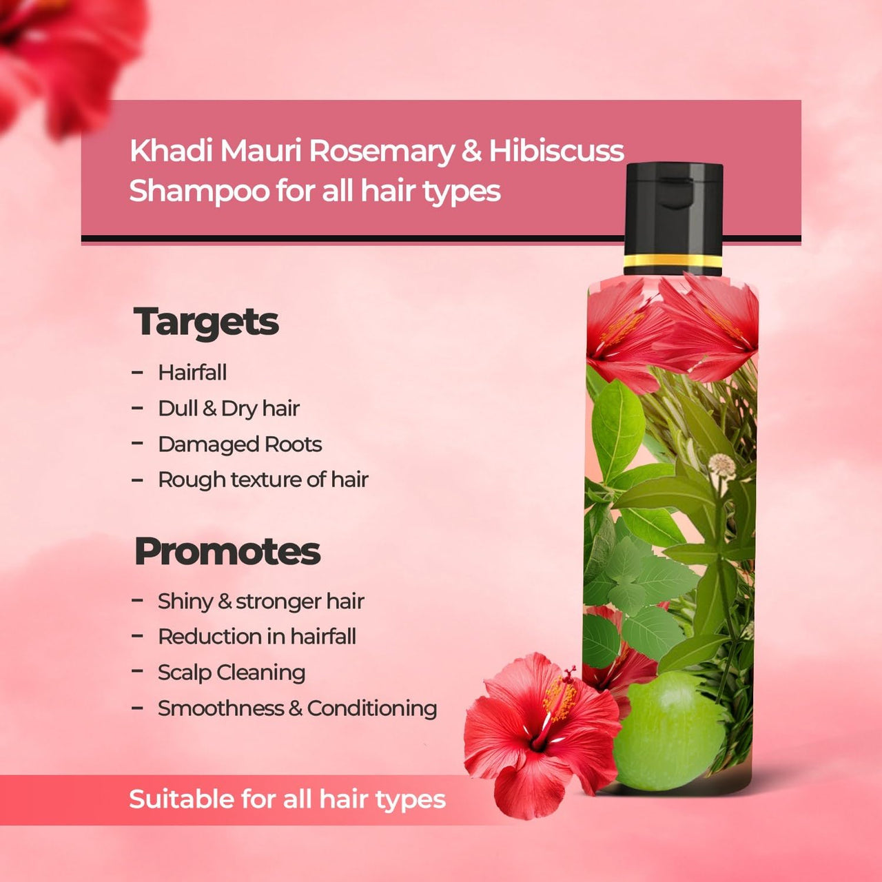Khadi Mauri Herbal Rosemary & Hibiscus Protein Shampoo & Conditioner | Anti Hairfall Combo, Repairs Damage | Ideal for Men & Women | Pack of 2
