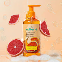mCaffeine Glow Boost Grapefruit Body Wash | Fruity Grapefruit Aroma | Vitamin C Rich & 5% Glycerine | Deep Cleanse, Detan for Soft & Smooth Skin | Fragrance Shower Gel for All Skin Types- 300 ml