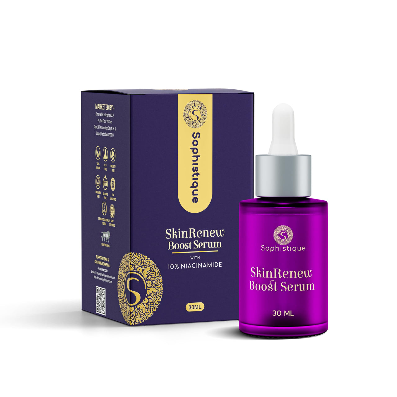 SOPHISTIQUE Niacinamide Serum 10% Niacinamide Face Serum for All Skin Types, Anti Acne, Oil Control, Skin Clarifying, Blemishes & Pore Care, Achieve Clear, Glowing & Brightening Skin, 30 ml, pack of 1