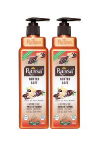 Raissa Butter Soft - Intense Moisture Body Lotion For Women & Men | 2 X 300 ml | Plant based 100% Natural & Organic Cocoa & Shea Butters | Non Greasy | Fast Absorbing | All Skin Types