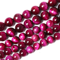 32PCS 12mm Natural Stone Beads Rose Red Tiger Eye Gemstone Round Loose Beads Crystal Healing Energy Jewelry Making DIY Bracelet 15