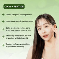 Mirabelle Korea Cica-Peptide Intensive Face Wash 120ml | Korean Gentle Hydrating Cleanser for All Skin Types | Soothing, Barrier Repair & Anti-Aging | Suitable for Men & Women