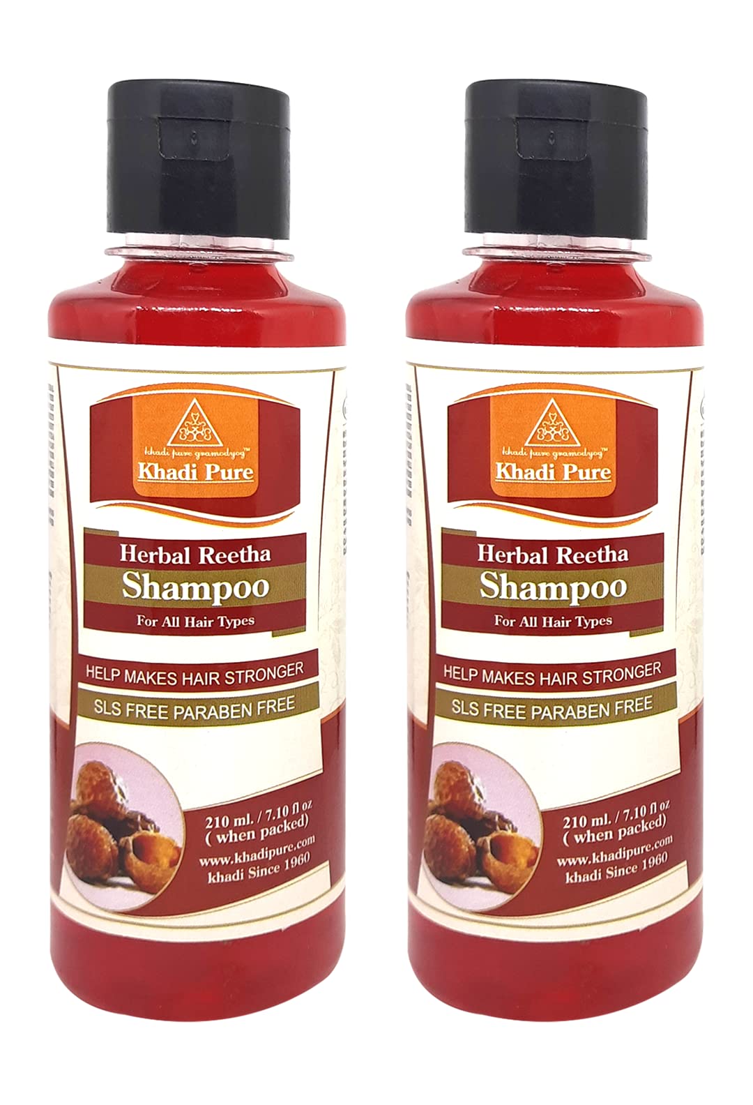Khadi Pure Herbal Reetha Shampoo SLS, 210 ml (Pack of 2)
