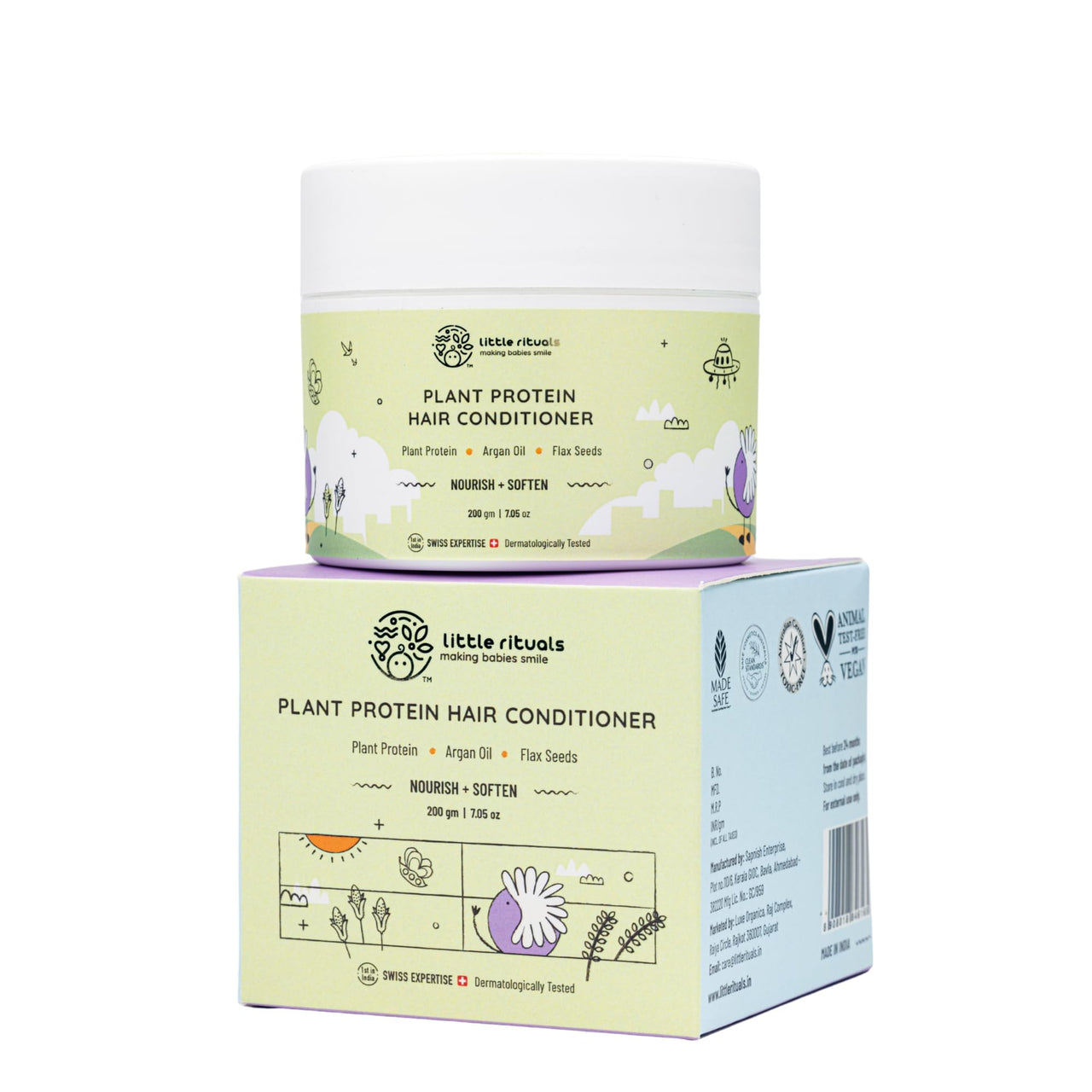 Little Rituals Plant Protein Conditioner | Hair Mask & Normal & Curly Hair Products | Natural Shine & Strong Hair | Plant Protein, Flax Seeds, Argan Oil & Conditioner for Frizzy Hair | MADE SAFE | pH Balanced | 200 gm