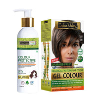 INDUS VALLEY Colour Protective Shampoo 200 ml Without Sles, No Parabens, Ph 5.5 with Natural Damage Free Gel Colour Medium Brown 4.00 Gel Hair Colour (20 g, 200 +200ml = 400 ml)