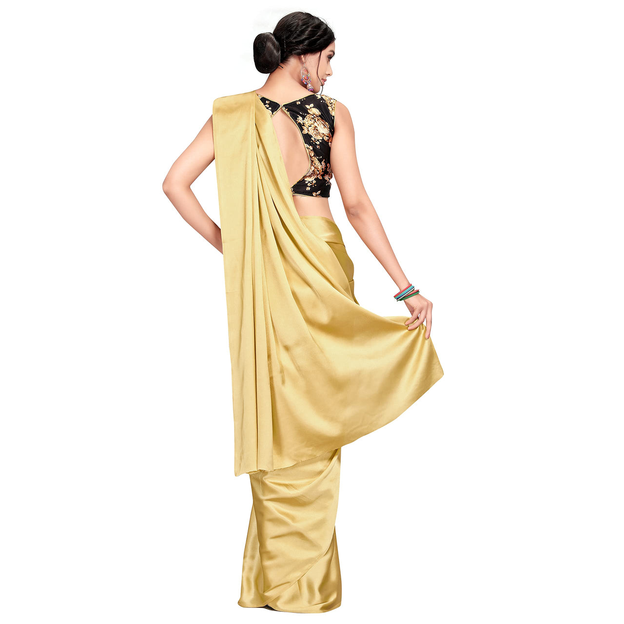 Cloud walker Women Soft Satin Silk Saree With Digital Printed Unstiched Blouse Piece(5.5m Saree +0.8m Blouse Piece).