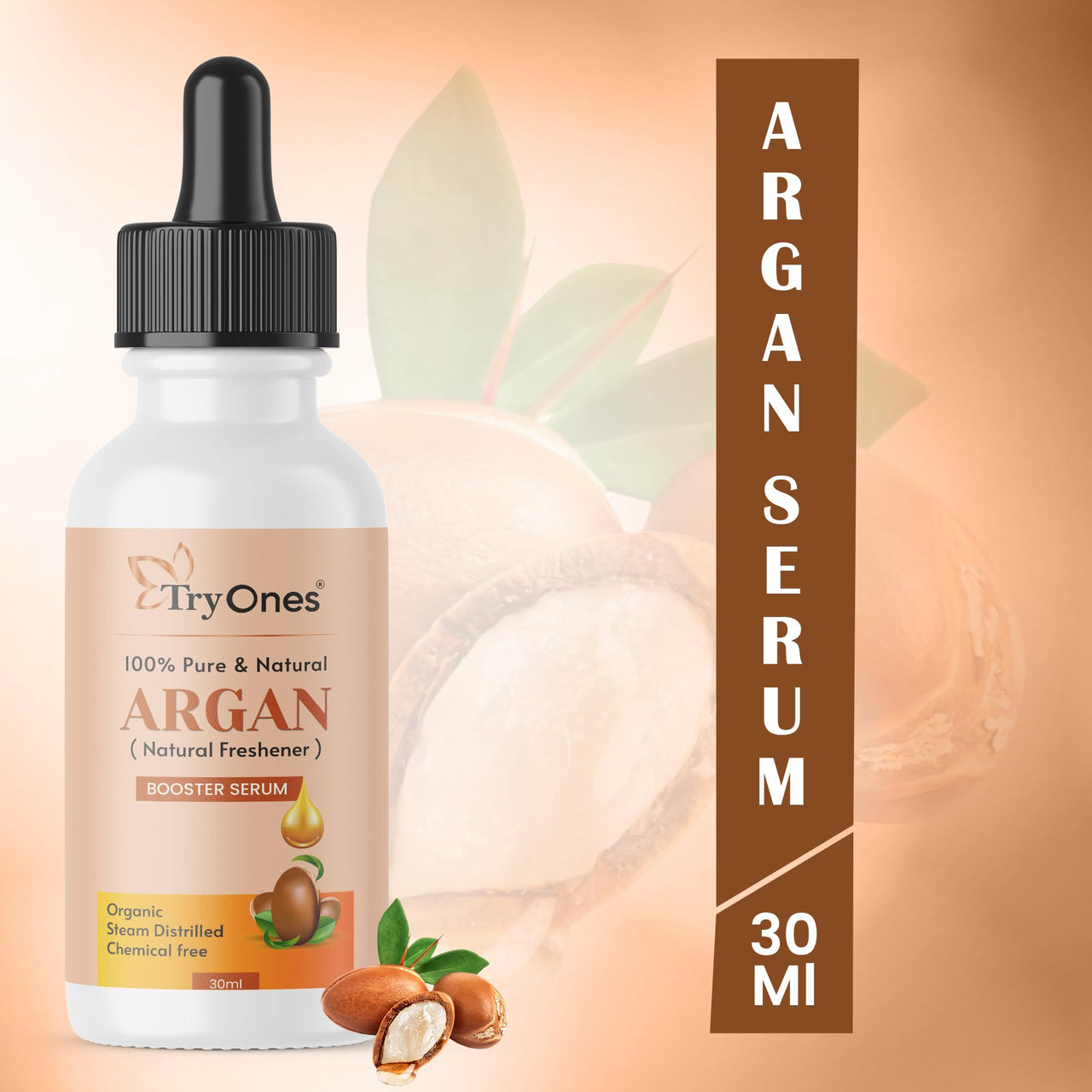 TryOnes Professional Hair Serum for Frizzy Hair||Serum for Women & Men||All Hair Types for Frizz-free, Smooth & Glossy Hair||Argan Hair Serum_30ML