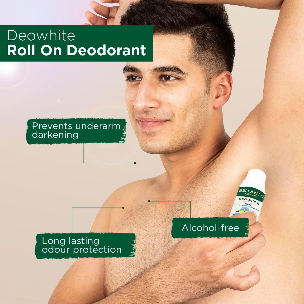 Bella Vita Organic Deo White Deodorant For Men Long Lasting Freshness, 50ml Natural Roll On & Organic Deo White Deodorant For Women Long Lasting, 50ml