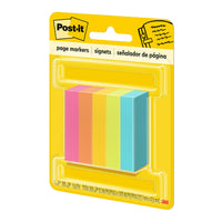 3M Post-it Page Markers, Assorted Colors, 1/2 in x 2 in, 100 Sheets/Pad, 5 Pads/Pack (670-5AN)