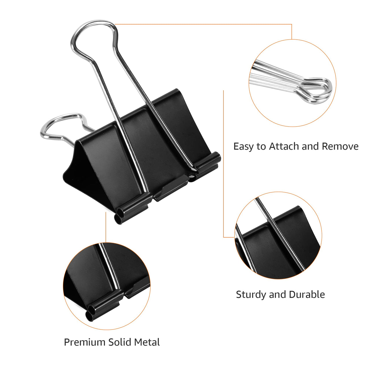 Basics Binder Paper Clips, Medium Clip (Small Box), 24 Count, 2 Pack of 12, Black Medium Clips (2-Pack)