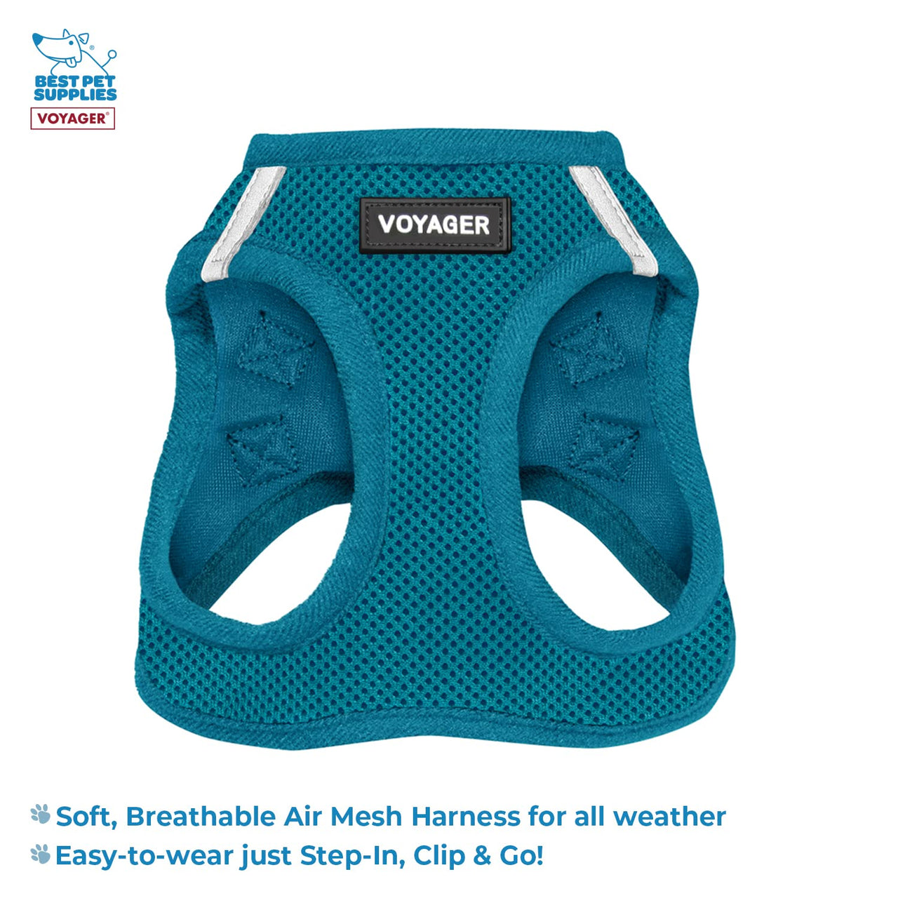 Voyager Step-in Air All Weather Mesh Harness and Reflective Dog 5 ft Leash Combo with Neoprene Handle, for Small, Medium and Large Breed Puppies by Best Pet Supplies - Set (Turquoise), XL Harness Leash Set (Turquoise) XL (Chest: 20.5 - 23")
