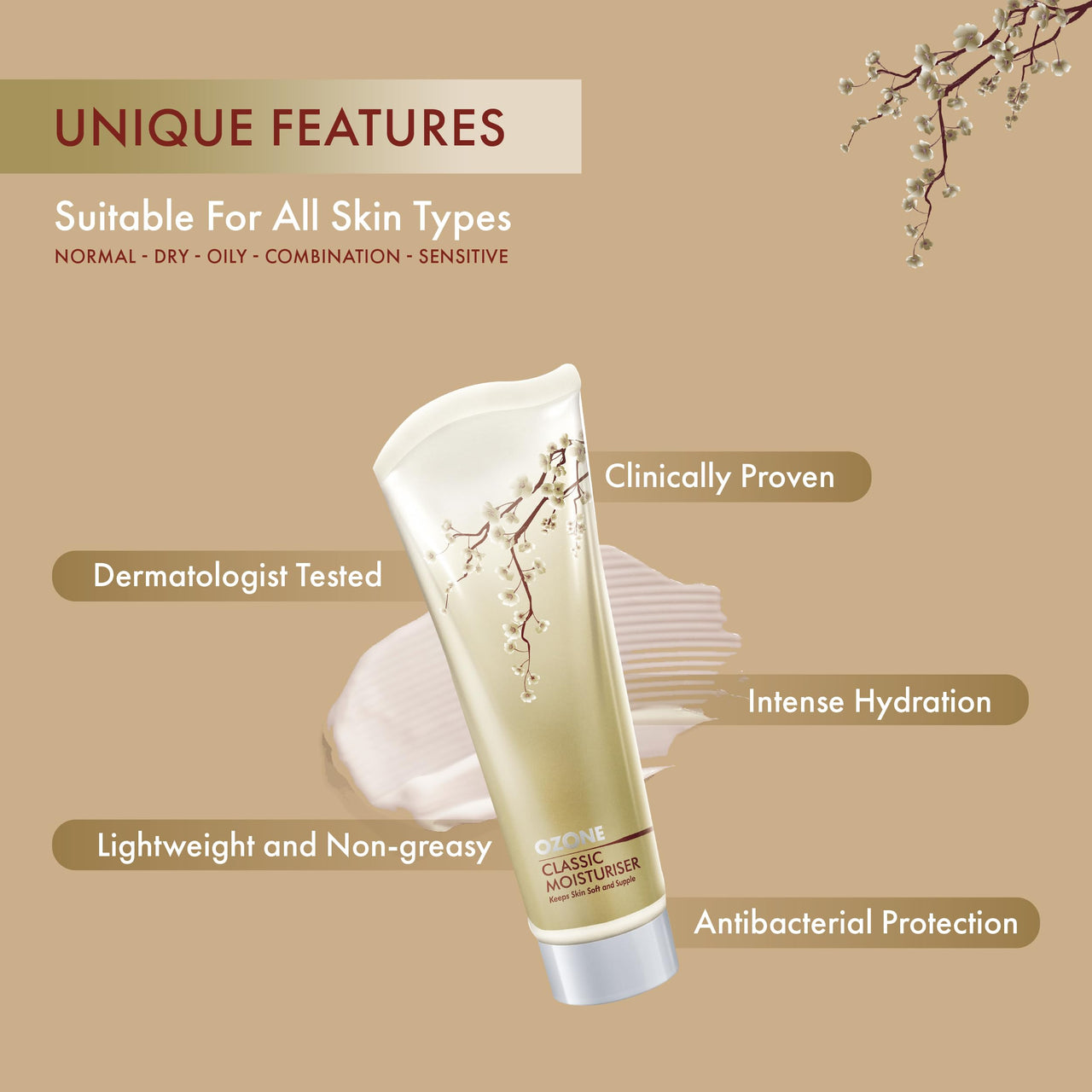 Ozone Classic Moisturiser Cream 100 Gm For All Skin Types | Enriched With Aloe Vera & Neem | For Men & Women