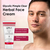 Globus Naturals Glycolic & 1% Salicylic Acid Herbal Anti Acne Face Cream, Enriched with Aloe Vera & Vitamin E, Reduces Dark spots & Hyperpigmentation, 50gm