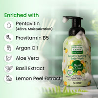 Bryan & Candy Luxury Foaming Body Wash with Pentavitin,Pro Vit B5,Argan Oil,Aloe Vera, Skin Friendly pH 5.5, All Skin Types, 400 Ml (Basil & Lime)