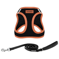Voyager Step-in Air All Weather Mesh Harness and Reflective Dog 5 ft Leash Combo with Neoprene Handle, for Small, Medium and Large Breed Puppies by Best Pet Supplies - Black/Orange Trim, X-Small Harness Leash Bundle (Black/Orange Trim)
