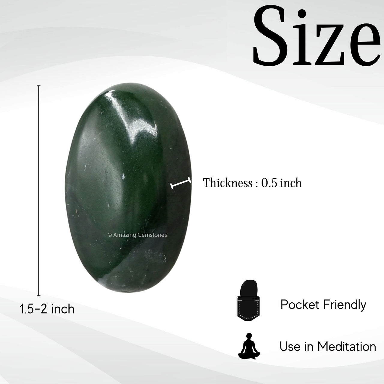 Dark Green Aventurine Palm Stone - Pocket Massage Worry Stone for Natural Body Chakra Balancing, Reiki Healing and Crystal Grid Green Aventurine (Dark)