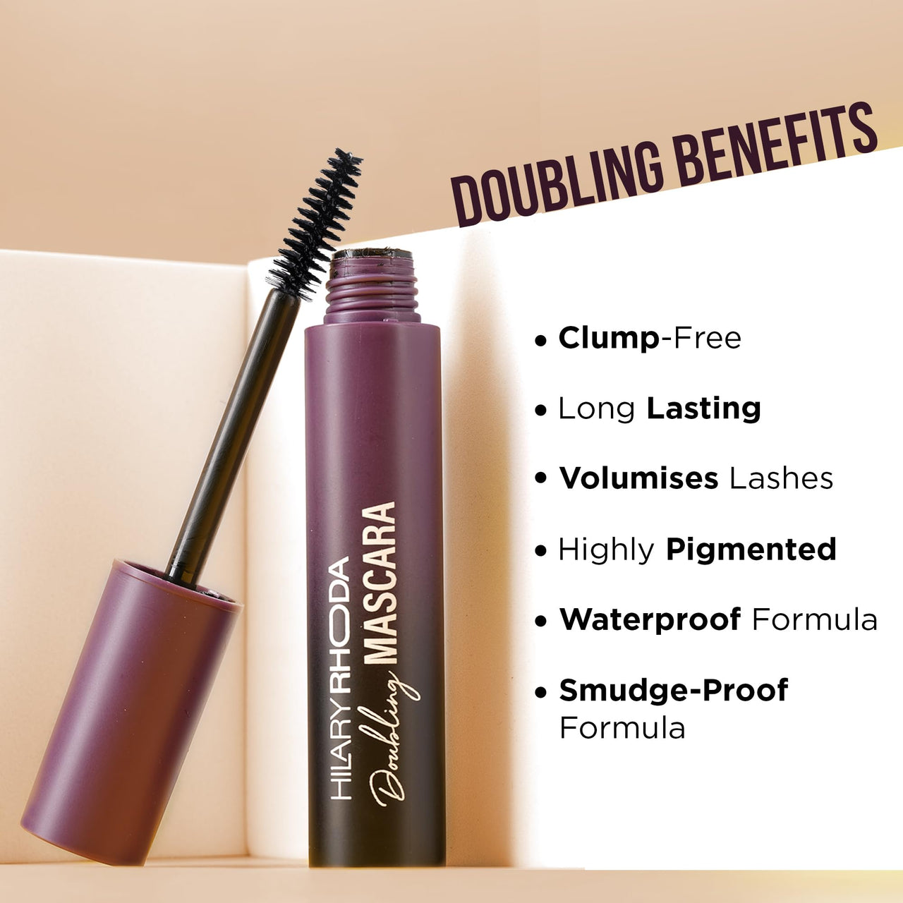 Hilary Rhoda Doubling Mascara | Volumizing & Waterproof Mascara | Smudge-Proof Formula | No Clumping Mascara | Quick Drying | 12ml