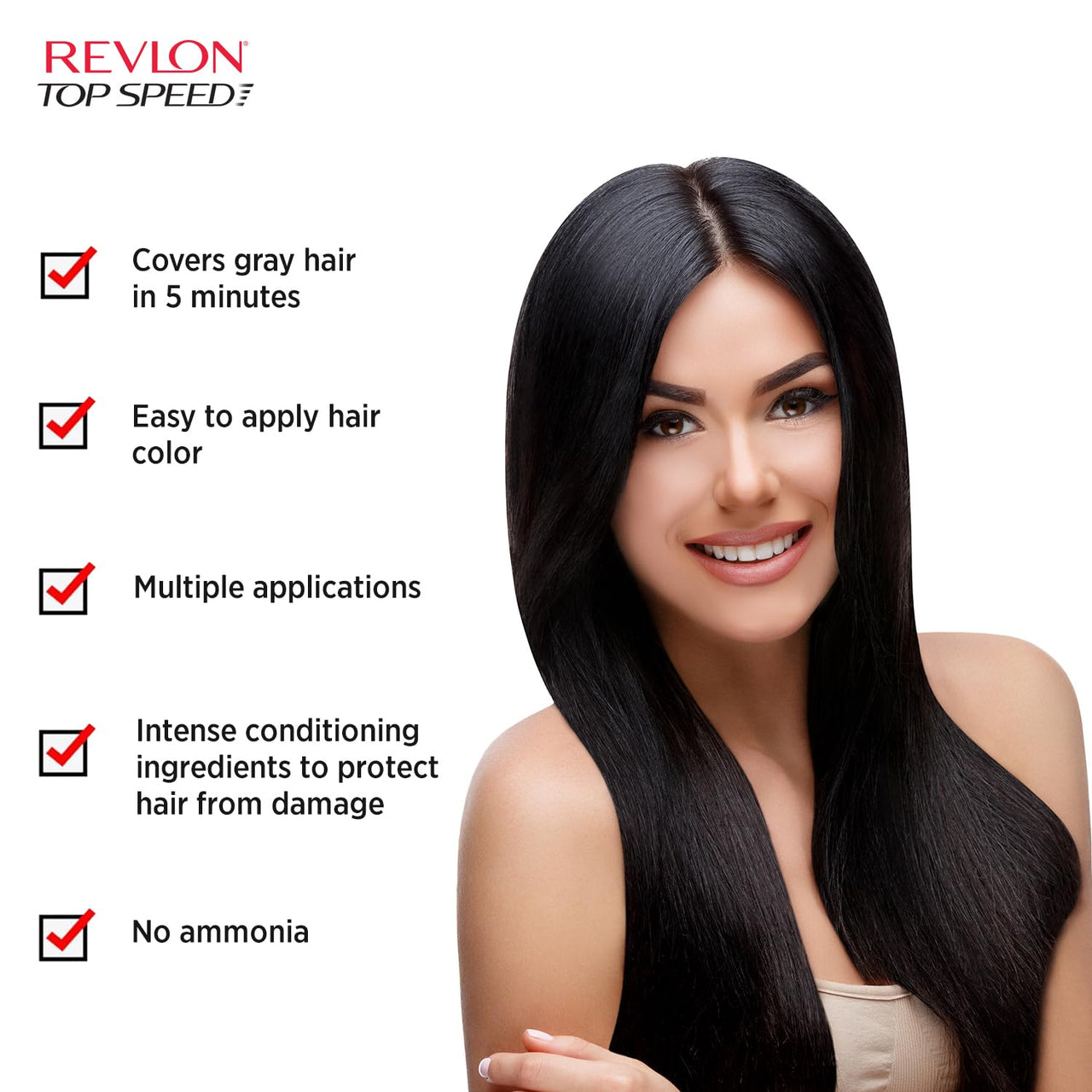 Revlon Top Speed Hair Color for Women Brownish Black| 100% Grey Coverage in just 5 Minutes | Ammonia Free, Easy Application and Intense Conditioning