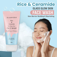 Glamveda Rice & Ceramide Korean Glass Glow Face Wash | For Dry, Sensitive & Combination skin types | Improves skin barrier | No Paraben, SLS | 100ml