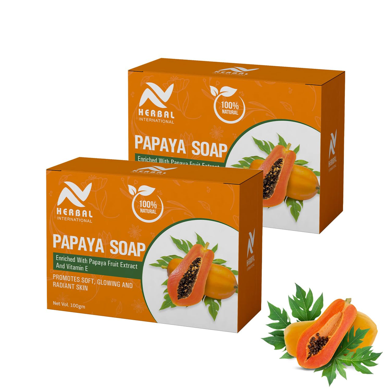 AV Herbal International Organic Papaya Face and Body Soap | Natural Papaya Herbal Soap for Glowing & Clear Skin ? Skin Brightening & Nourishing Bar (Pack Of 2)
