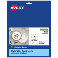 Avery Matte White Labels with Metallic Gold Borders, 3