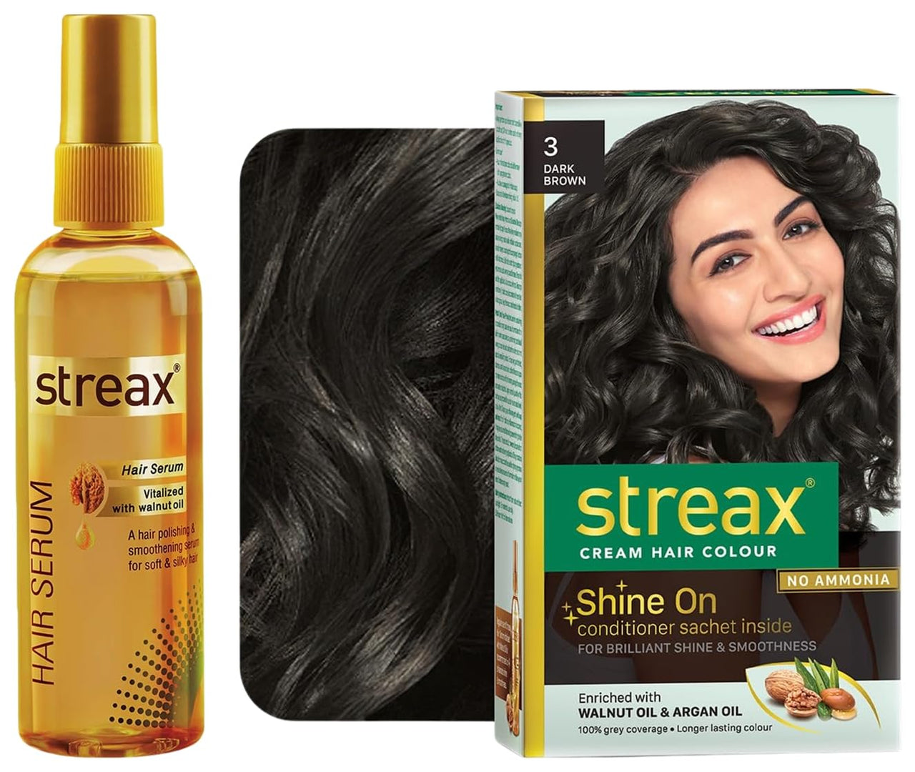 Streax Hair Serum 125ml, Vitalized with Walnut Oil, For Hair Smoothening & Shine, For Dry & Frizzy Hair Permanent Hair Colour, 100% Grey coverage