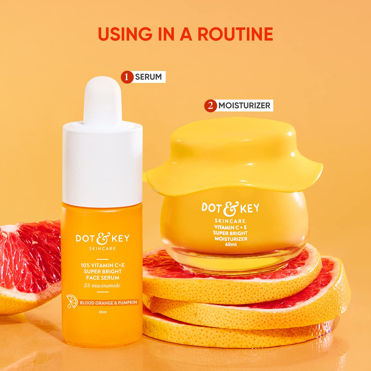 Dot & Key Vitamin C + E Superbright Skin Care Serum & Moisturizer Combo | Vitamin C Moisturizer 60ml & Vitamin C Face Serum 30ml | For Glowing Skin | For Women & Men