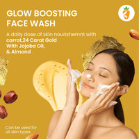 Karrot Natural Skincare Face Wash for Glowing Skin, Boosts Radiance, 24 Carat Gold with Hyaluronic Acid, Carrot, Almond, and Jojoba Oil, For Women and Men, Suitable for All Skin Types, 100 ml