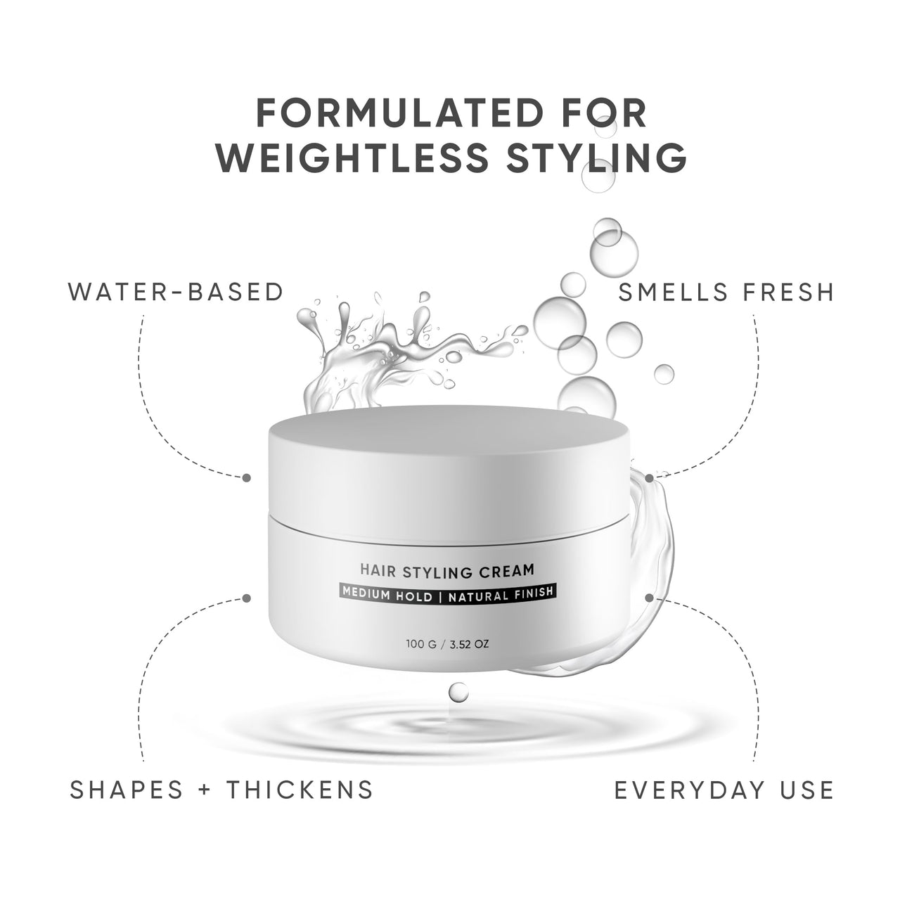 Dasher Sea Salt Spray (100ml) & Hair Styling Cream (100g), Lightweight Cream, Medium Hold Puck, Water-Based, Volumizes & Texturizes Hair, With Bhringraj & Vitamin E
