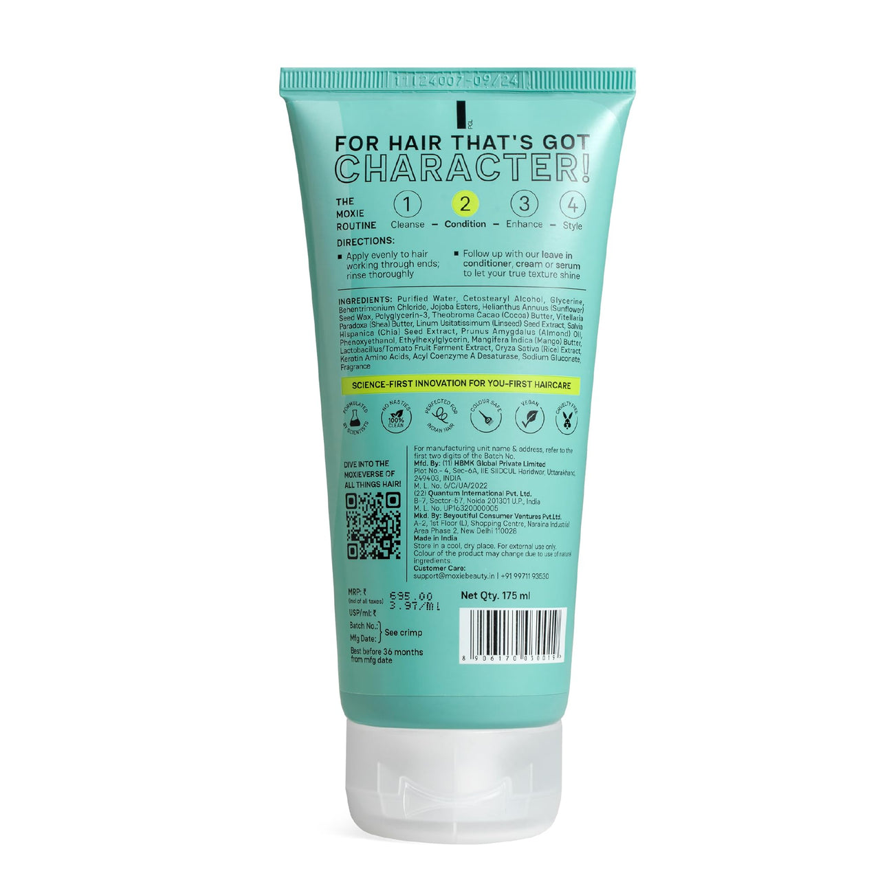 Moxie Beauty Ultra Hydrating Conditioner - Intense Nourishment with Triple Butter Blend | Repairs, Restores & Redeems Hair | Tackles Frizzy & Dry hair | For Wavy & Curly Hair | Sulphate, Paraben & Silicone Free (175 ml)