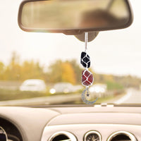 BOHO GARDEN Hanging Car Charm - Black Tourmaline & Carnelian - Dangling Moon, Healing Crystal Accessories, Rearview Mirror Decorations - Grounding, Confidence, Protection, Transformation, Joy, Energy Tourmaline-carnelian