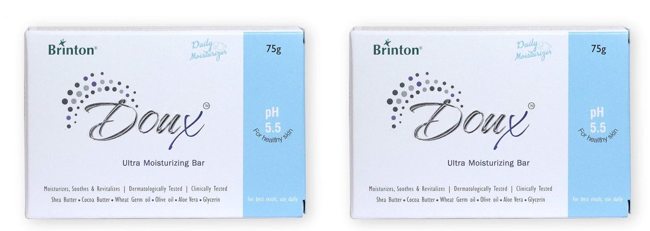 Brinton DOUX Daily Ultra Moisturizer Soap Bar with pH 5.5, 75g x pack of 2