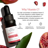 Juicy Chemistry 10% Vitamin C + EGCG Serum, 10 ml | Face Serum for Glowing Skin with Hyaluronic Acid | Fades Dark Spots, Pigmentation & Brightens Skin | Beginner Friendly - Men & Women