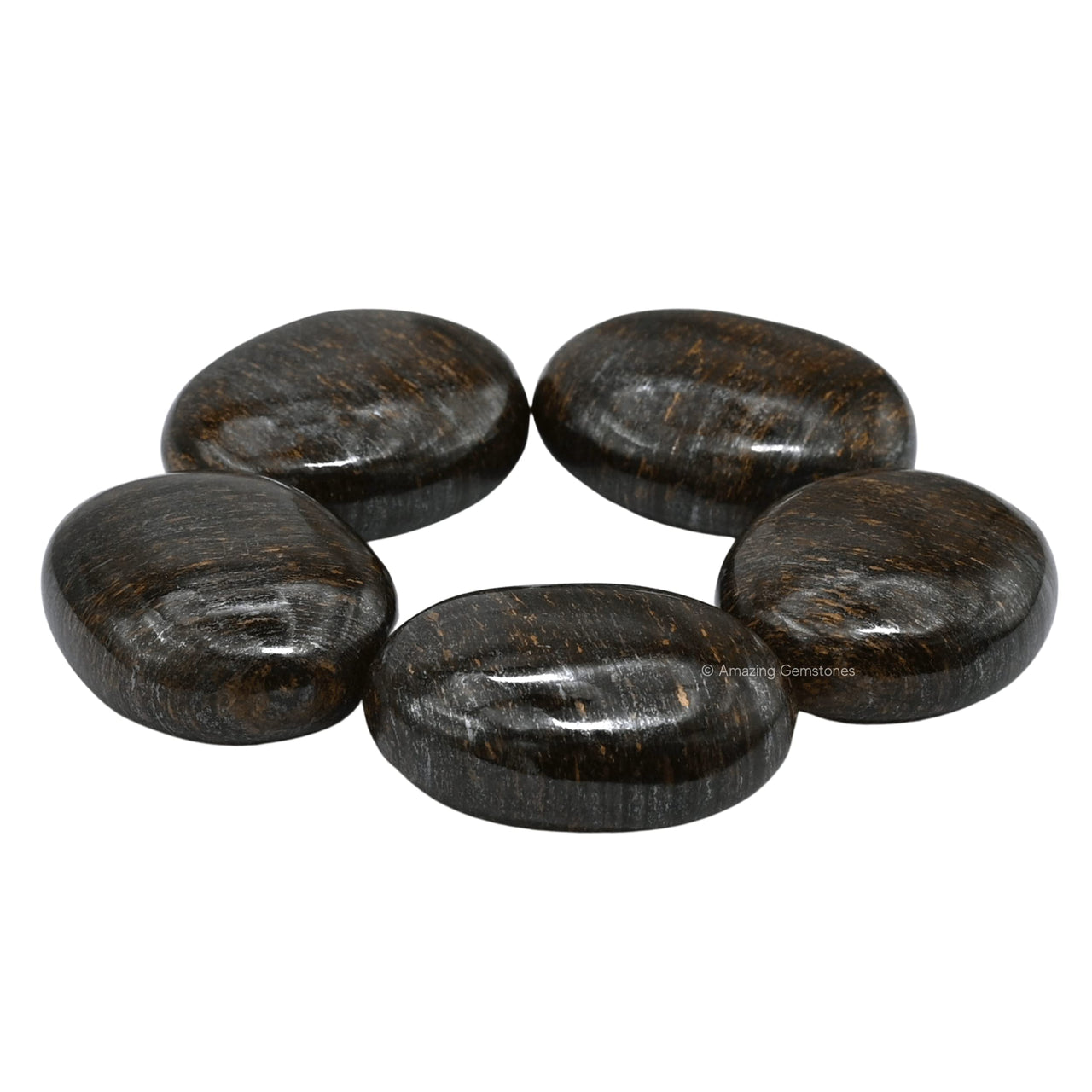 Bronzite Palm Stone - Pocket Massage Worry Stone for Natural Body Chakra Balancing, Reiki Healing and Crystal Grid Bronzite