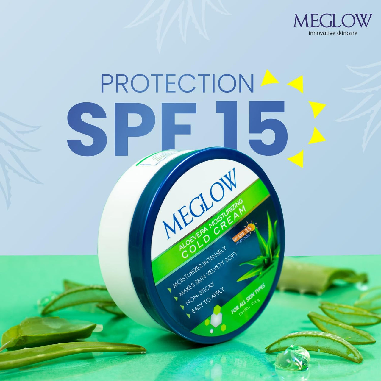 Meglow Combo of Aloe Vera Moisturizing Cold Cream Moisturizer Cream with SPF 15 Protection & Shea Butter - Body Lotion Best Moisturizer for dry skin