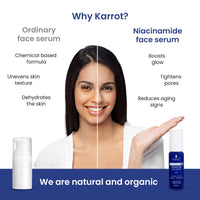 Karrot Natural Skincare Niacinamide Face Serum 10% Concentration, For Pore Tightening & Brightening, Reduces Acne, Balances Oil, Contains Bakuchiol & Vitamin E, For Men & Women, All Skin Types, 30ml