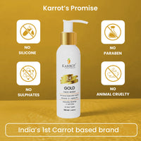 Karrot Natural Skincare Face Wash for Glowing Skin, Boosts Radiance, 24 Carat Gold with Hyaluronic Acid, Carrot, Almond, and Jojoba Oil, For Women and Men, Suitable for All Skin Types, 100 ml