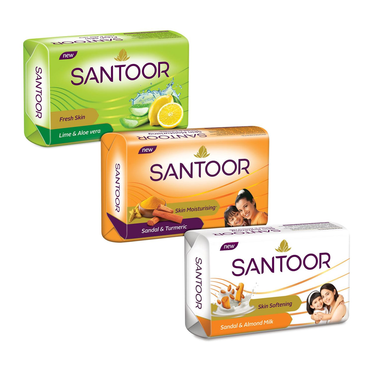 Santoor Fresh Skin Aloe Vera & Lime Bathing Soap with Nourishing & Anti-Aging Properties| For Smooth & Soft and Younger-Looking Skin| For All Skin Types| 125g, Pack of 4